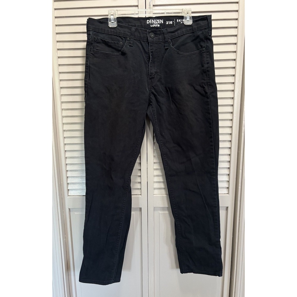 Levis Denizen 216 Skinny Fit Denim Jeans Black Size 34x32 Mid Rise Logo Pockets